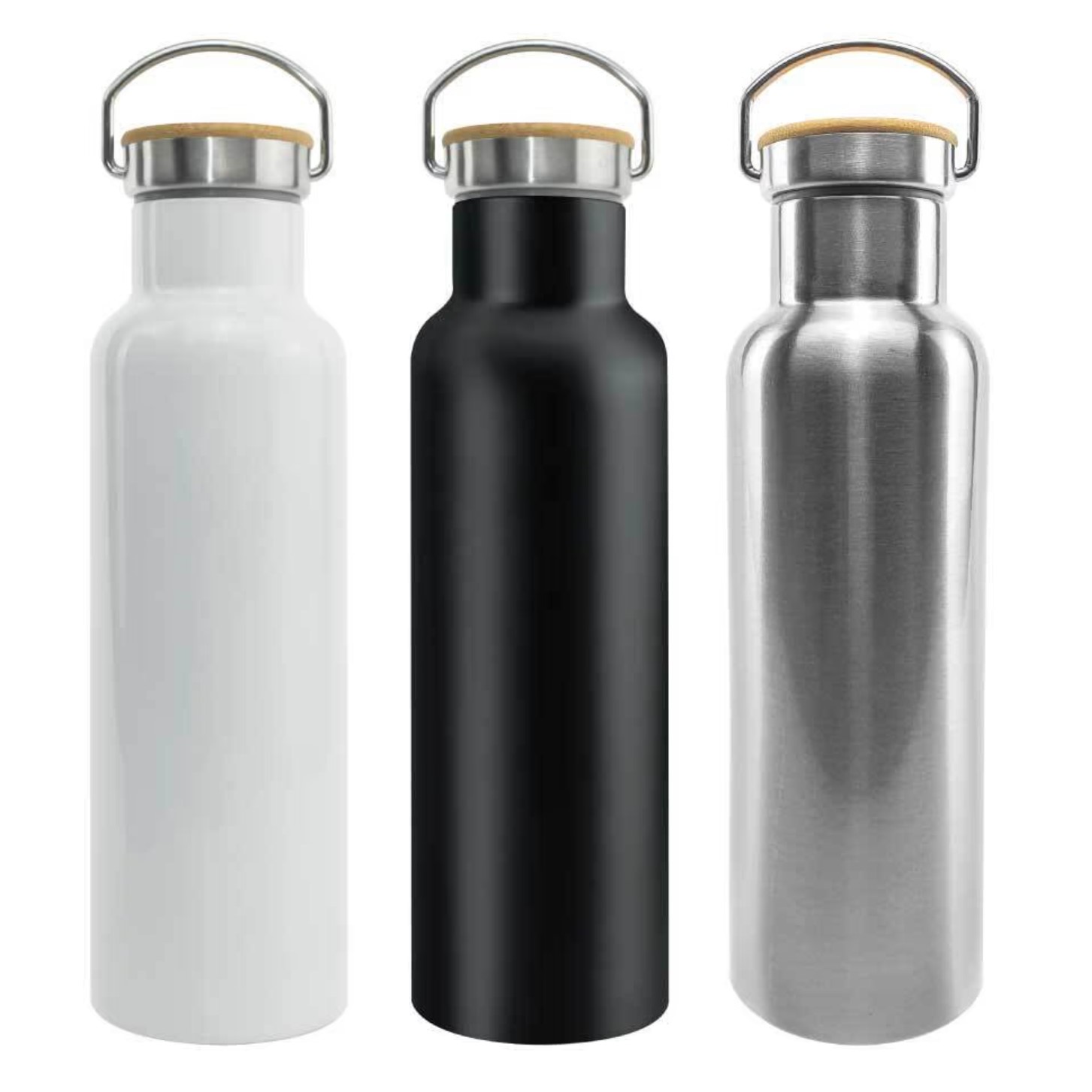 Stainless Steel Vacuum Flask With Bamboo/ Steel Cap - ahadubai