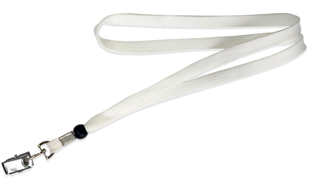 Tubular Lanyard with Alligator Clip White - ahadubai